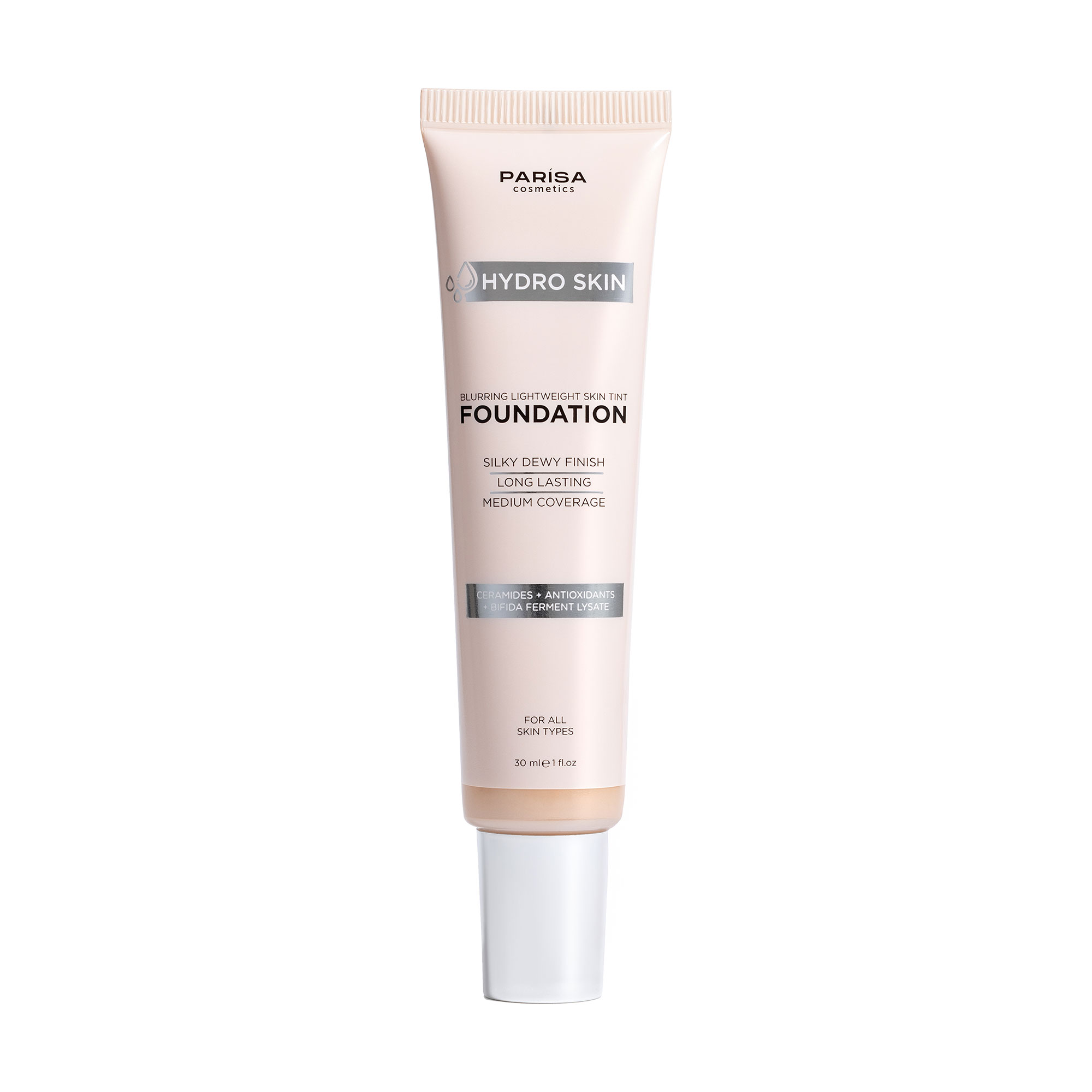 Тональна основа-тінт для обличчя Parisa Cosmetics Hydro Skin Blurring Lightweight Tint Foundation, 01 Neutral Porcelain, 30 мл